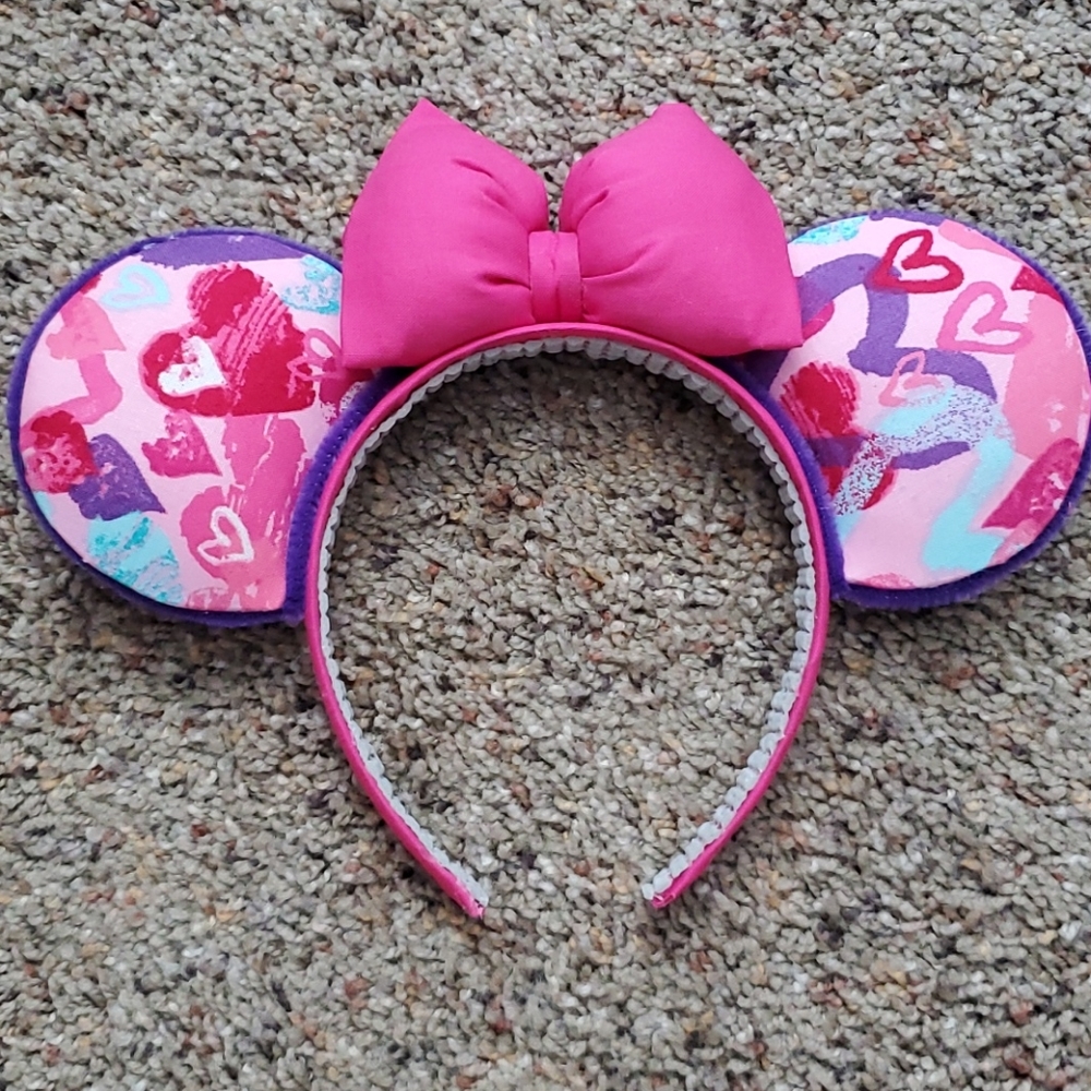 Disney Ears Headband- Pink & Purple Hearts